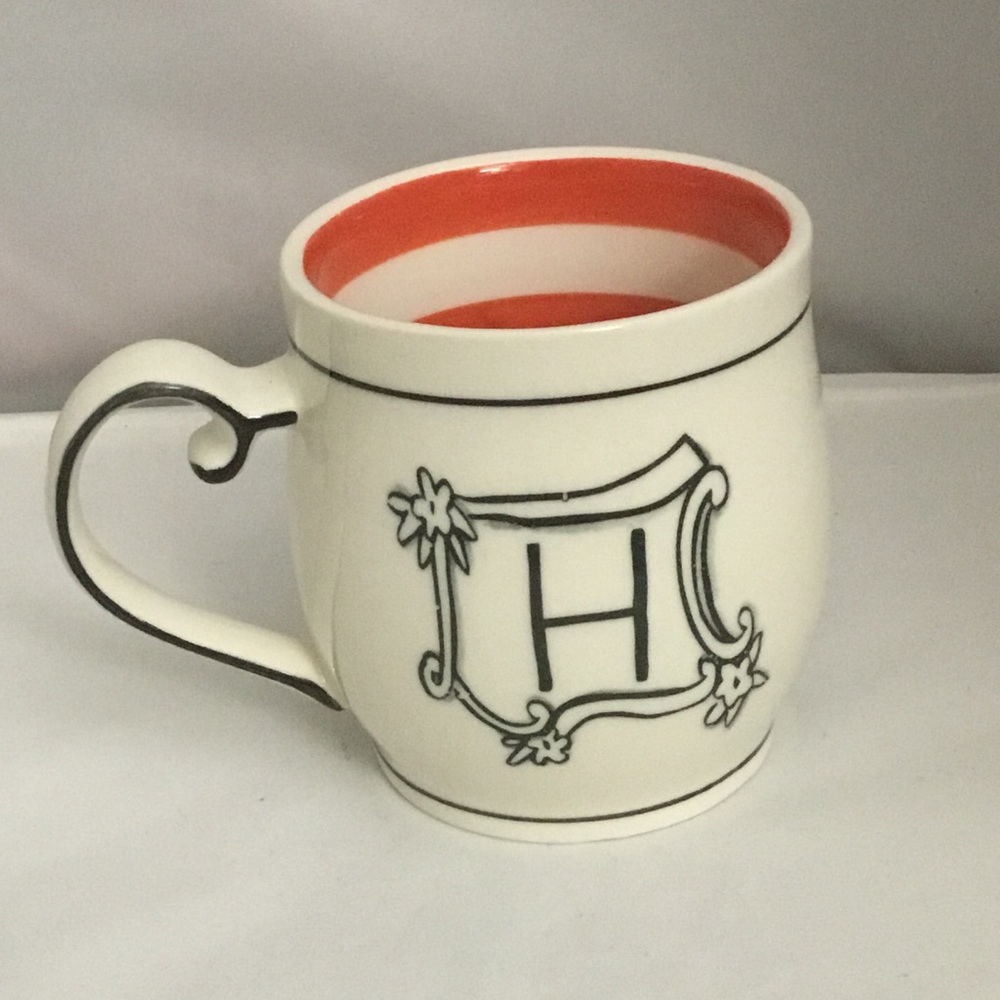 Anthropologie white monogram H coffee tea cup